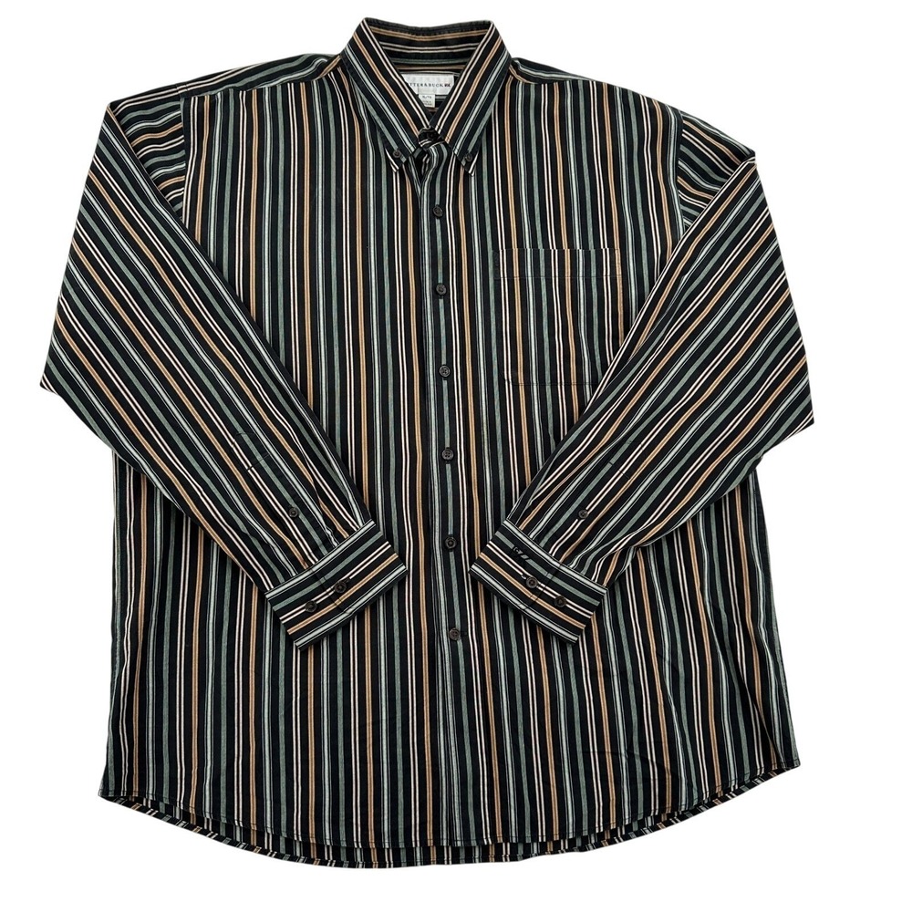Cutter & Buck Mens XL Striped Button Down Shirt Long Sleeve Casual Golf Preppy